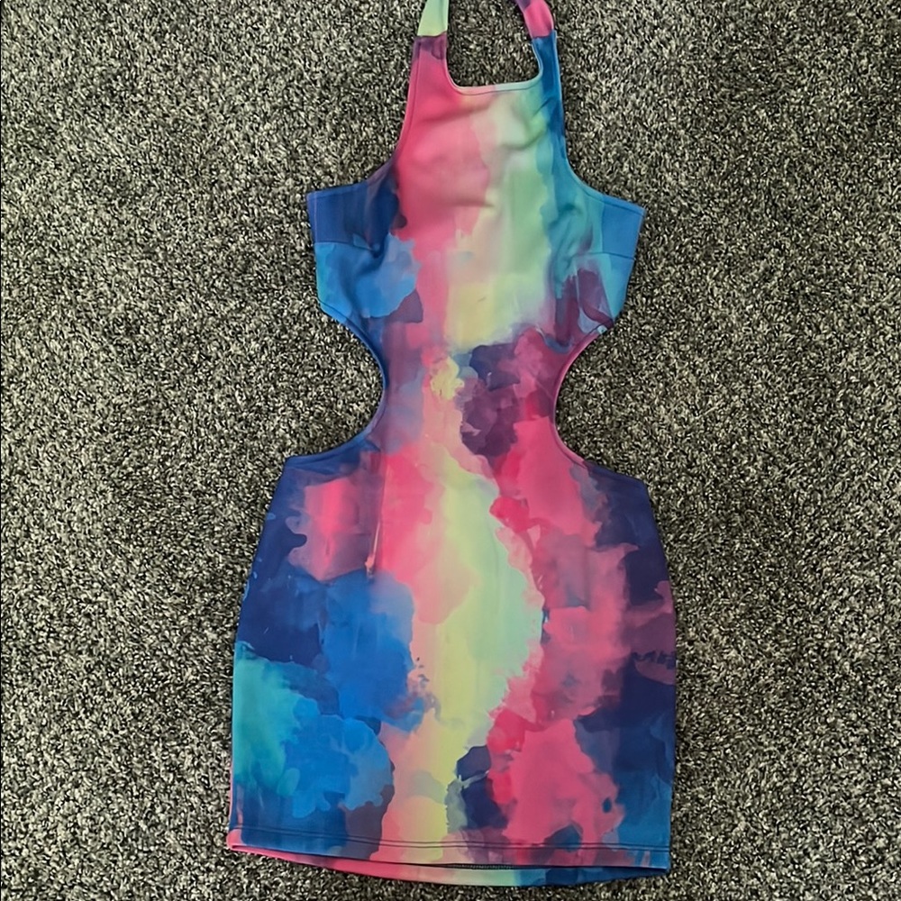 Vibrant Multicolor Cutout Dress